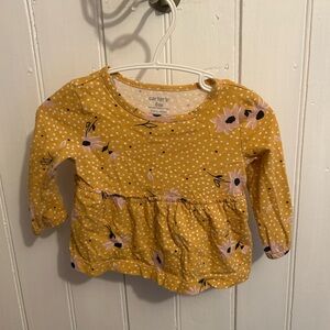 (3/$20) Carter's 6m yellow polka dot floral long sleeve peplum top